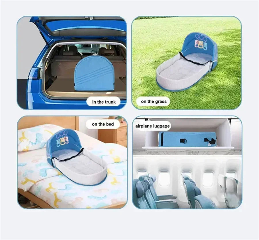 Foldable Portable Baby Travel Crib | Newborn Mosquito Net Bed with Canopy