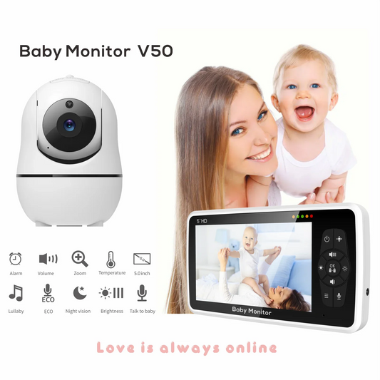 5" HD Video Baby Monitor with Camera – Long Range, 2-Way Audio & Night Vision