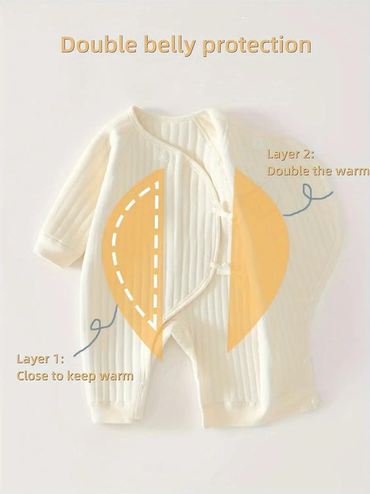Somenie Boys Girls Bodysuit Newborn Winter Onesie Clothes Cotton Toddler Home Wear 0-6M Thickened Spring and Autumn Clothing