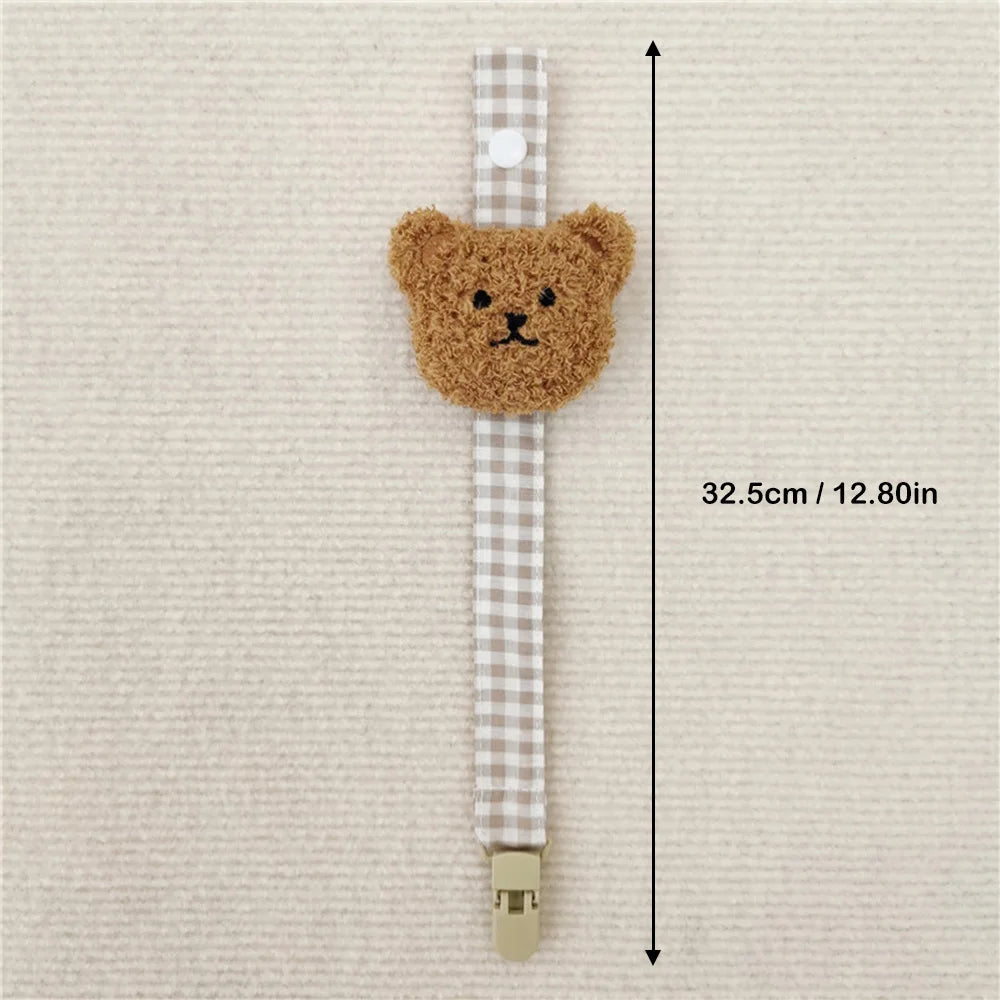 Bear Pacifier Clip – Soft Cotton Soother Holder for Babies