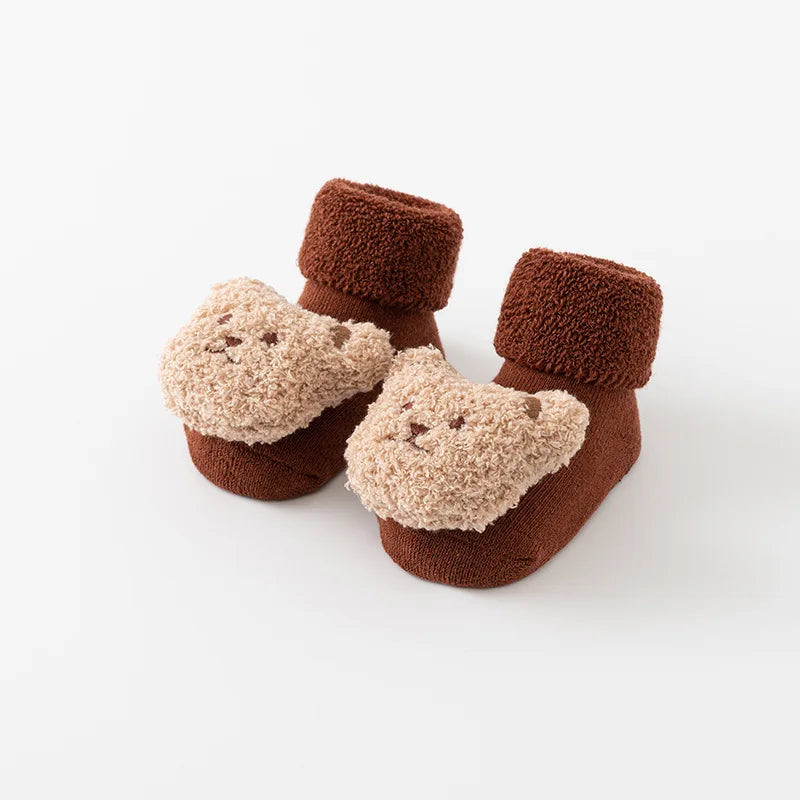 Cartoon Bear Baby Socks | Soft Non Slip Cotton Winter Sock