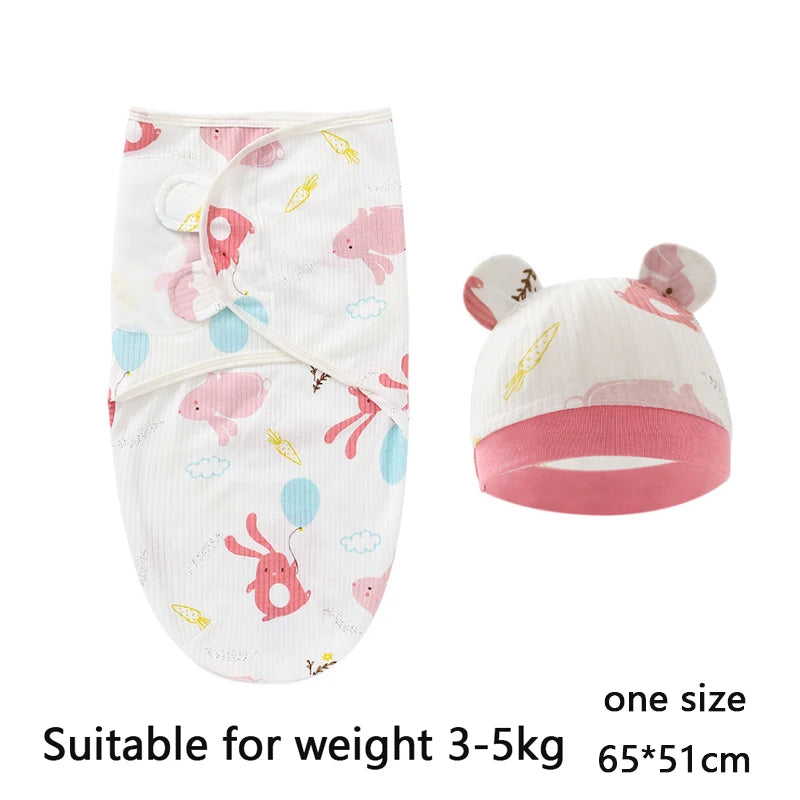 Cotton Swaddle Blanket and Hat Set | Cozy Newborn Wrap for 0 to 6 Months