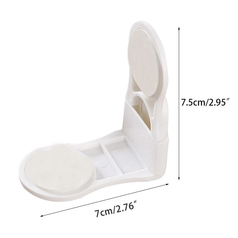 White baby safety lock open with dimensions 7cm by 7.5cm shown.