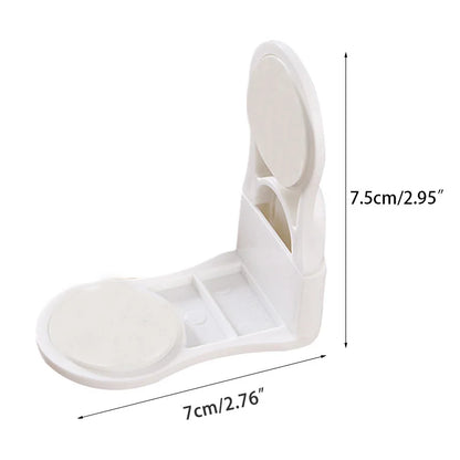 White baby safety lock open with dimensions 7cm by 7.5cm shown.