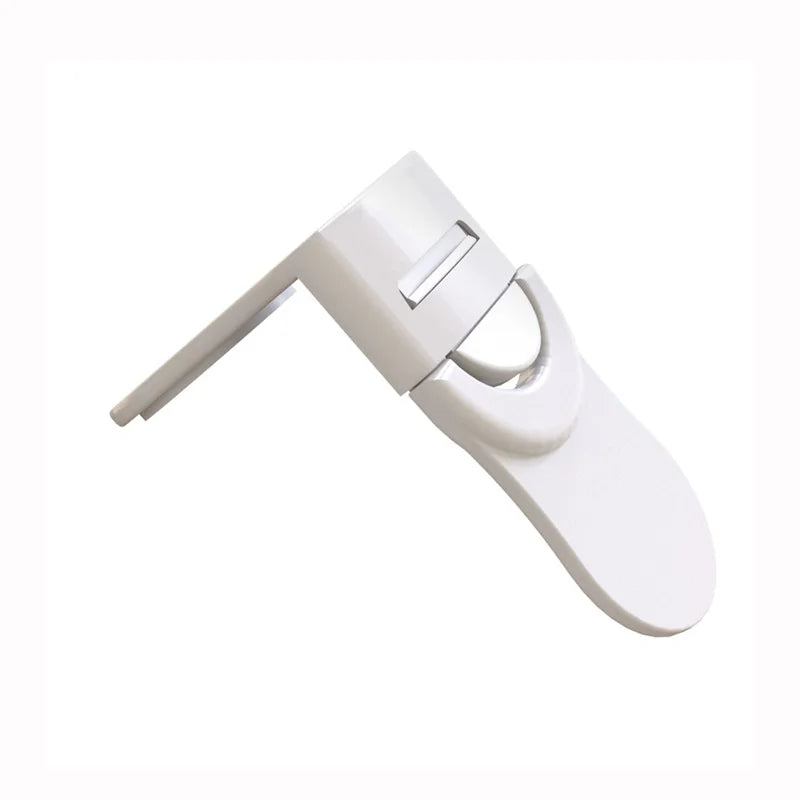 White baby safety drawer lock open isolated on white background.