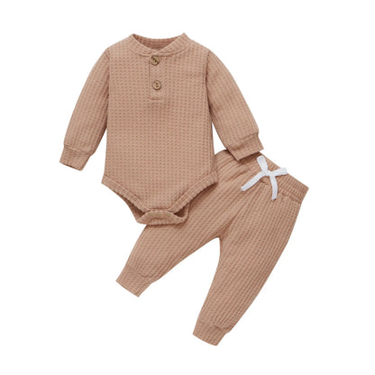 Newborn Ribbed Outfit Set – Long Sleeve Bodysuit & Soft Pants (2-Piece)