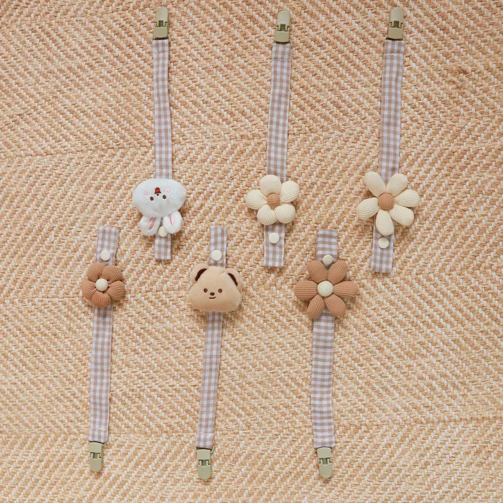 Bear Pacifier Clip – Soft Cotton Soother Holder for Babies