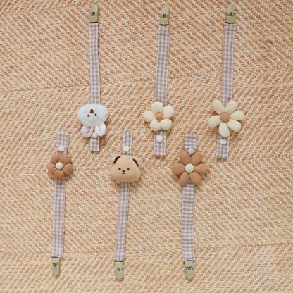 Bear Pacifier Clip – Soft Cotton Soother Holder for Babies