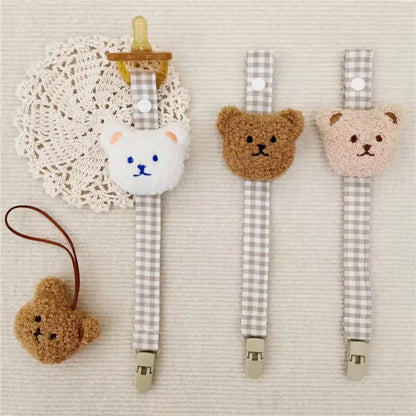 Bear Pacifier Clip – Soft Cotton Soother Holder for Babies