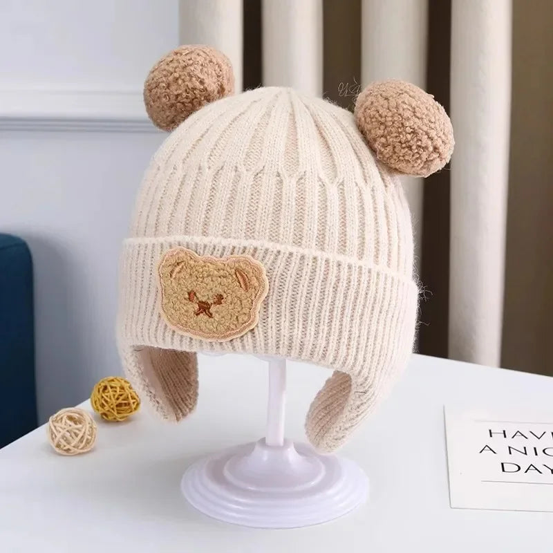 Knitted Baby Winter Hat with Bear Ears | Warm Cozy Beanie for Toddlers