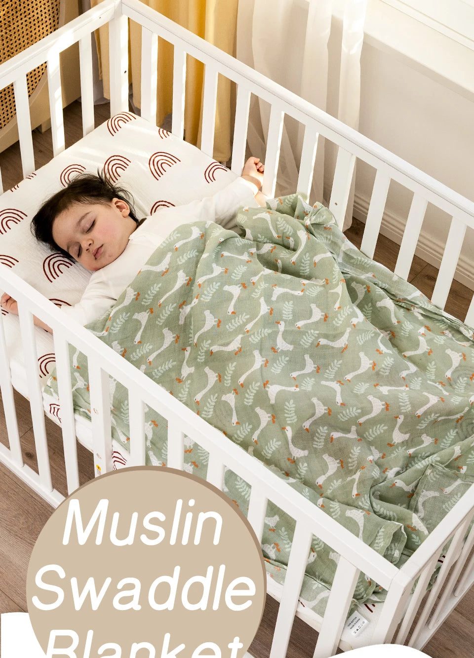 100% Cotton Muslin Swaddle Blanket | 2-Layer Baby Wrap for Newborns
