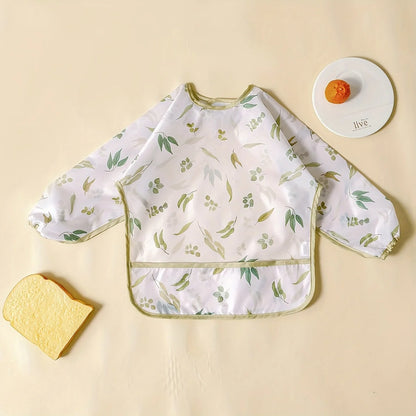 Waterproof Long Sleeve Baby Bib with Pocket | Full Coverage Feeding Smock