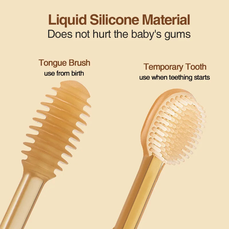 Baby Silicone Tongue Brush Set | Gentle Oral Care Toothbrush with Protective Case