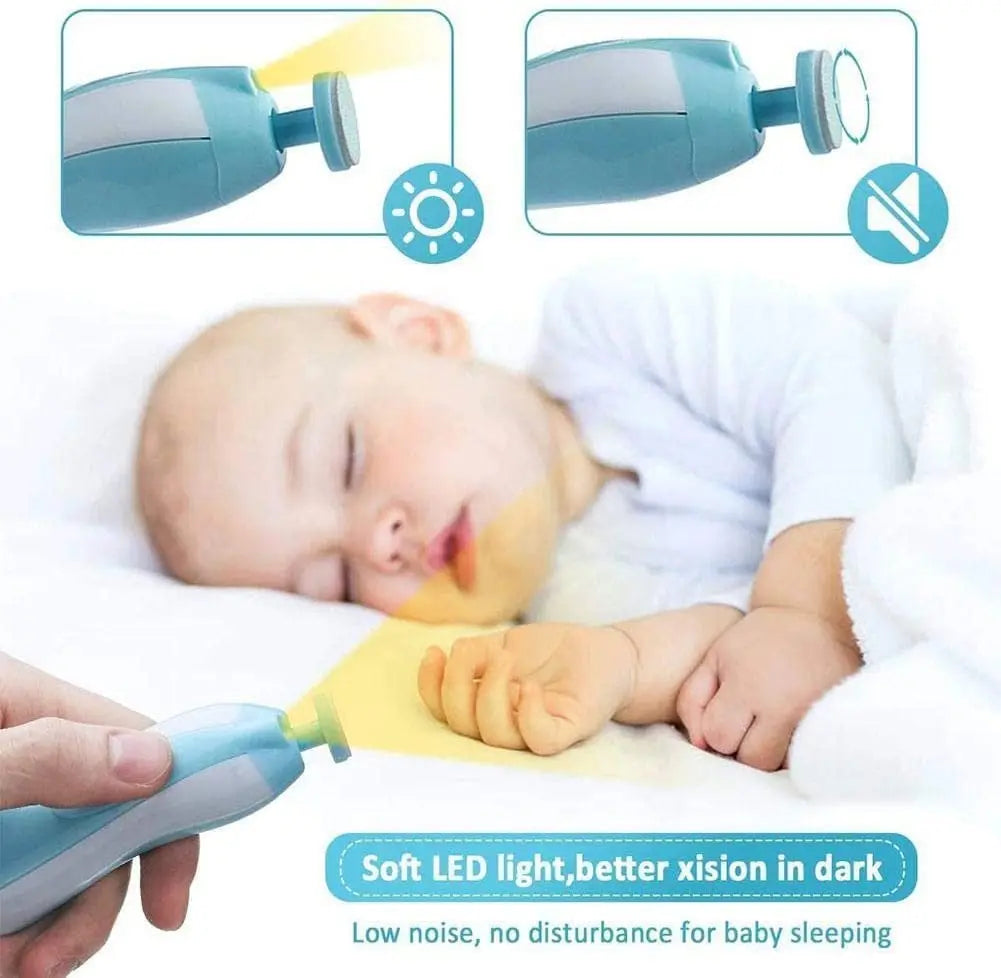 Electric Baby Nail Trimmer with LED Light | Quiet Safe Nail Care Set