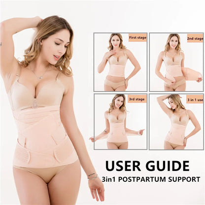 3 in 1 Postpartum Belly Band Wrap | Waist and Pelvic Support Recovery Belt