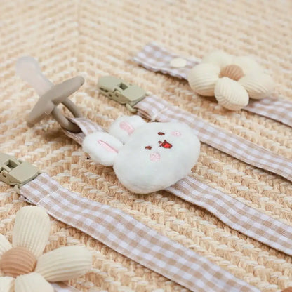 Bear Pacifier Clip – Soft Cotton Soother Holder for Babies