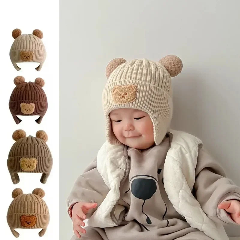 Knitted Baby Winter Hat with Bear Ears | Warm Cozy Beanie for Toddlers