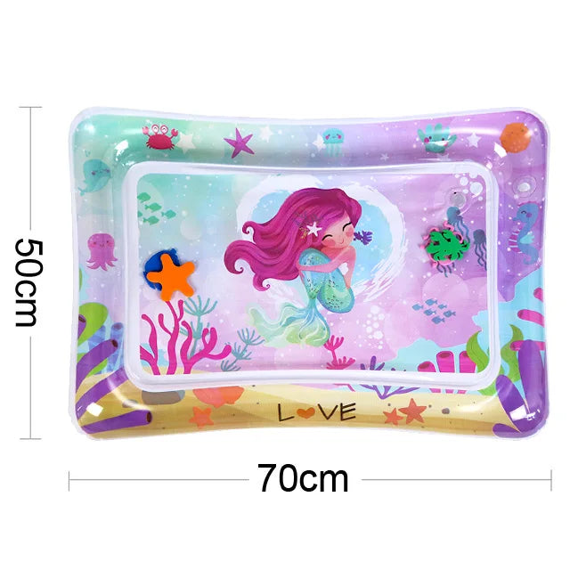 Sea Life Mat 5 baby water play mat with mermaid and pastel underwater theme, 70x50cm.