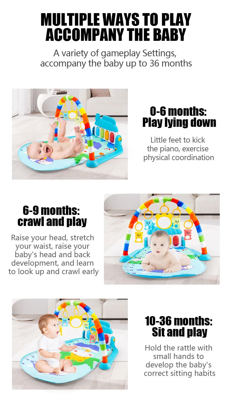 Baby Piano Play Gym Mat | Musical Activity Center for Tummy Time and Crawling