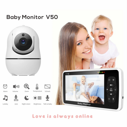 5" HD Video Baby Monitor with Camera – Long Range, 2-Way Audio & Night Vision
