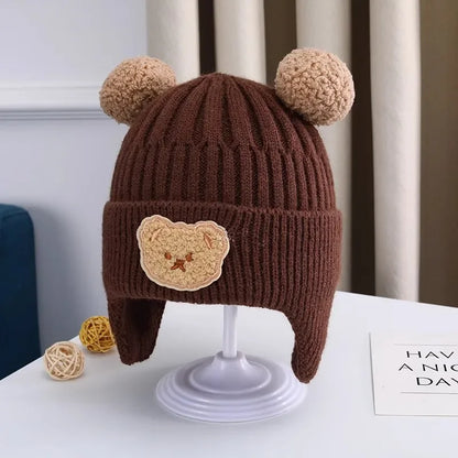 Knitted Baby Winter Hat with Bear Ears | Warm Cozy Beanie for Toddlers