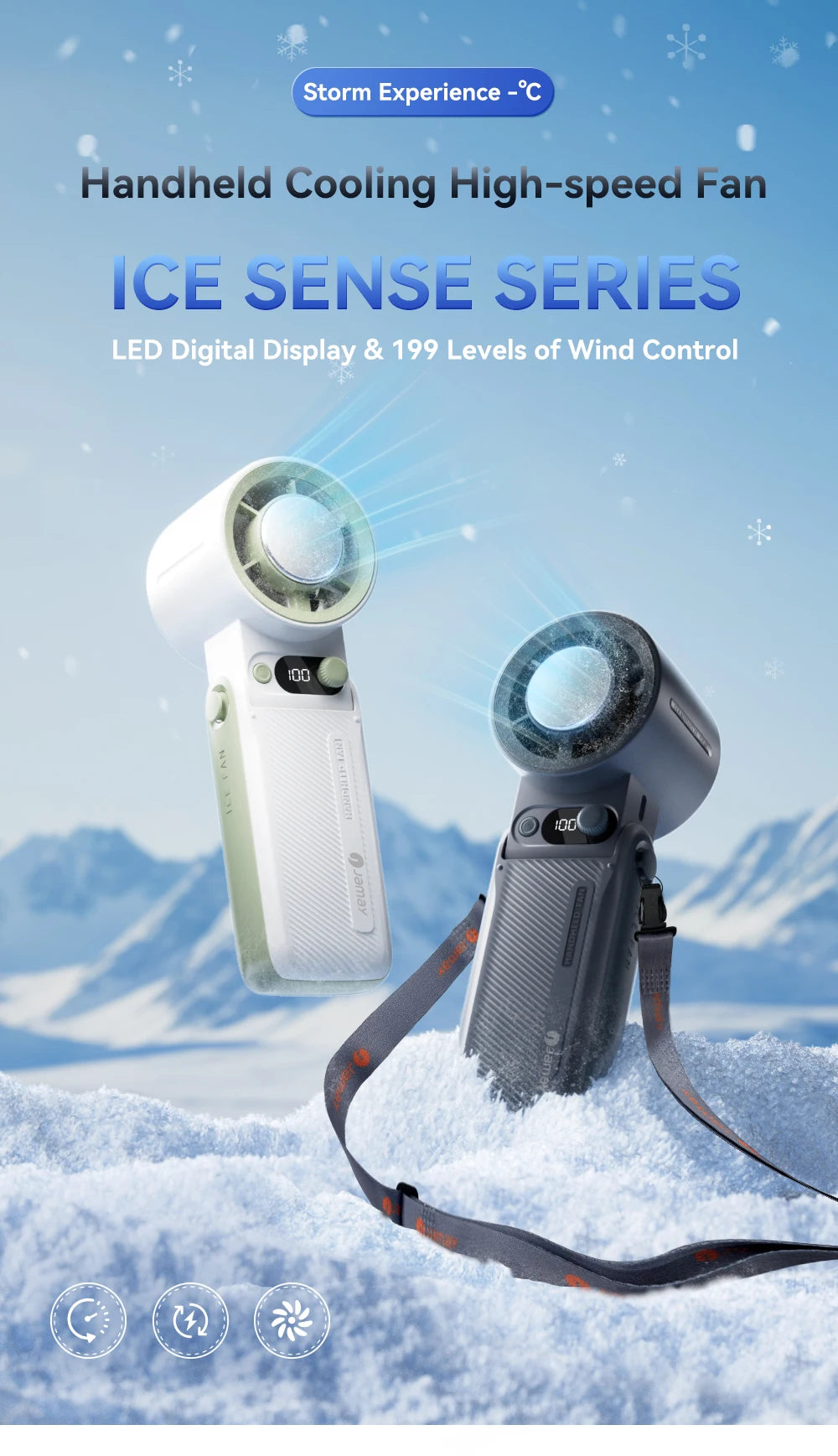 Portable Turbo Handheld Fan | Adjustable Strong Wind with LED Display (8000mAh)