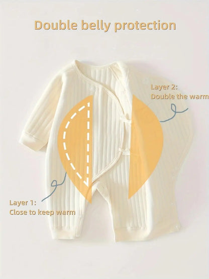 Somenie Boys Girls Bodysuit Newborn Winter Onesie Clothes Cotton Toddler Home Wear  0-6M Thickened Spring and Autumn Clothing