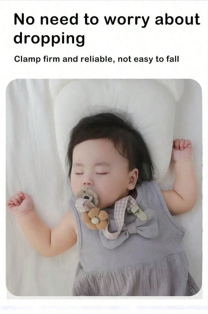 Bear Pacifier Clip – Soft Cotton Soother Holder for Babies