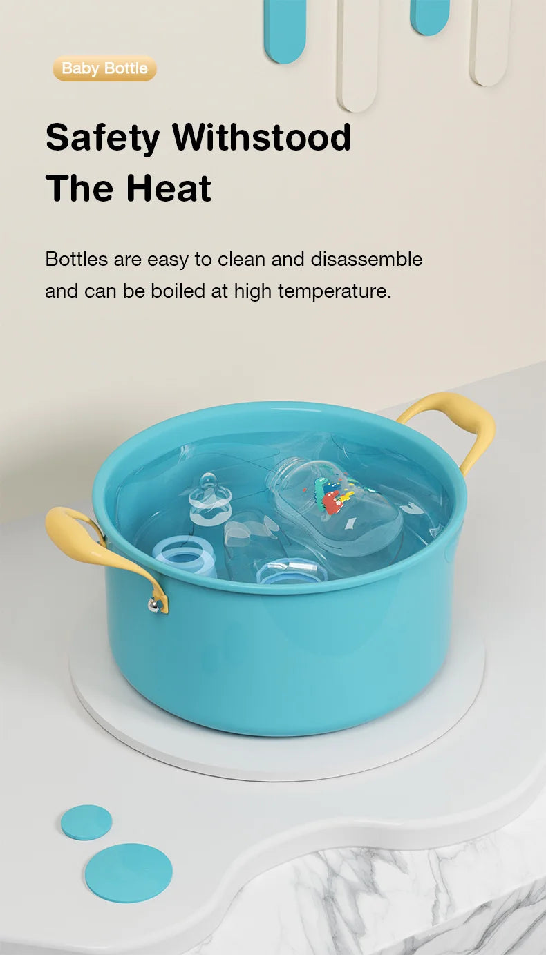 Baby Bottle with Gravity Ball and Handles | Wide Mouth Anti Spill Feeding Bottle