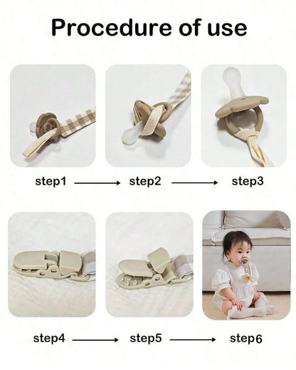 Bear Pacifier Clip – Soft Cotton Soother Holder for Babies