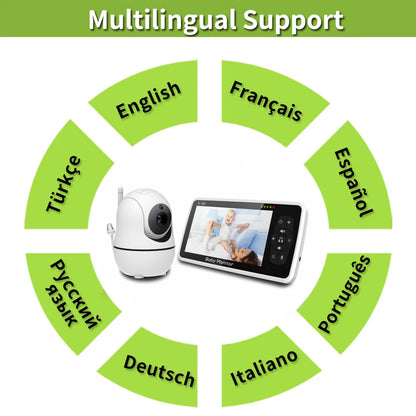 5" HD Video Baby Monitor with Camera – Long Range, 2-Way Audio & Night Vision