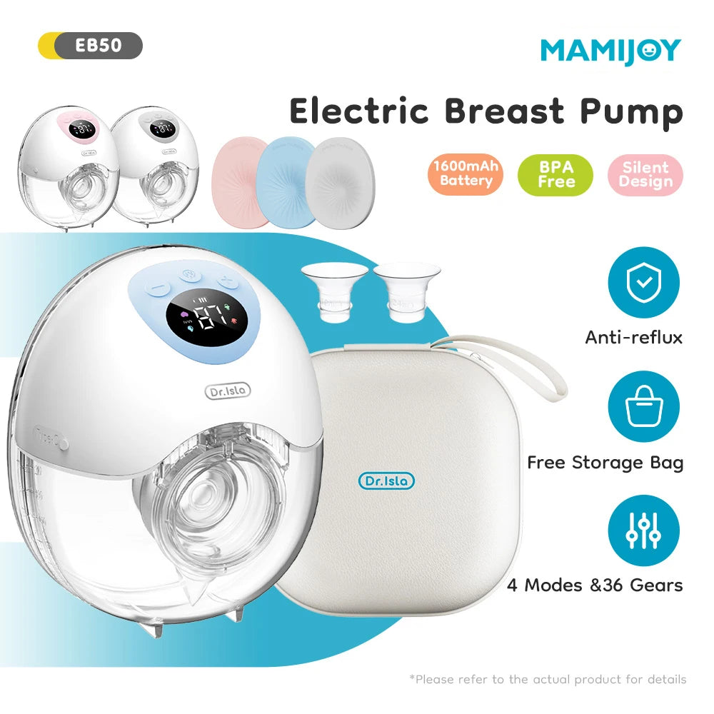 MAMIJOY EB50 Wearable Electric Breast Pump 4 Modes 36 Suction Levels Silent Hands Free Gift Dust-proof＆Travel bag＆19/24mm Flange
