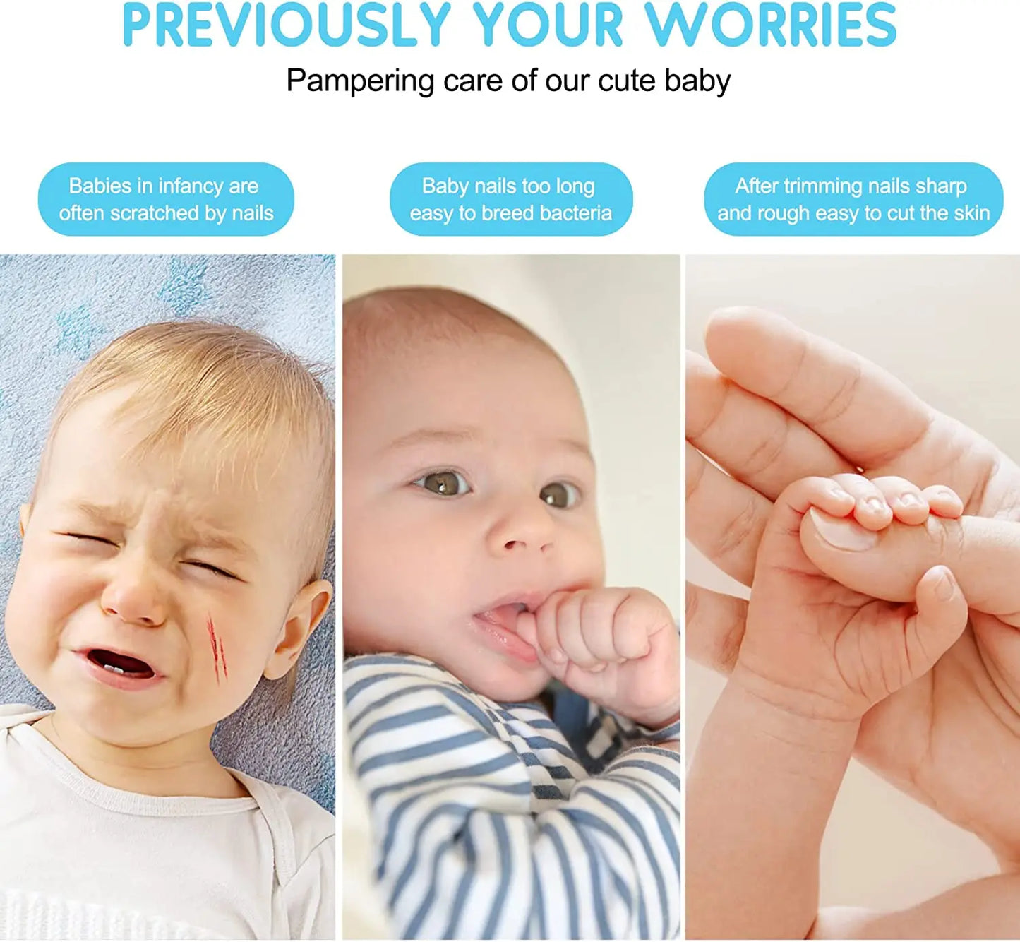 Electric Baby Nail Trimmer with LED Light | Quiet Safe Nail Care Set