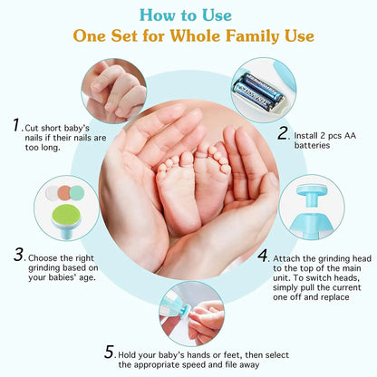 Electric Baby Nail Trimmer with LED Light | Quiet Safe Nail Care Set