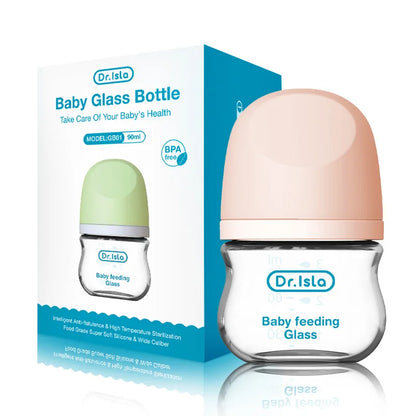 Anti Colic Glass Baby Bottle | BPA Free Wide Neck Bottle with Silicone Nipple