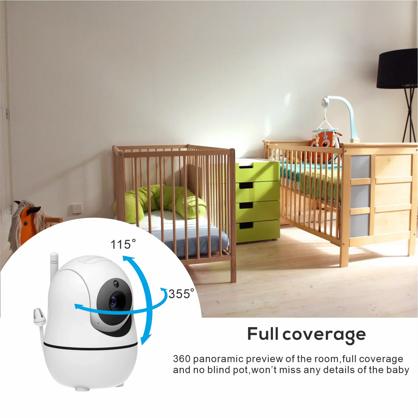5" HD Video Baby Monitor with Camera – Long Range, 2-Way Audio & Night Vision