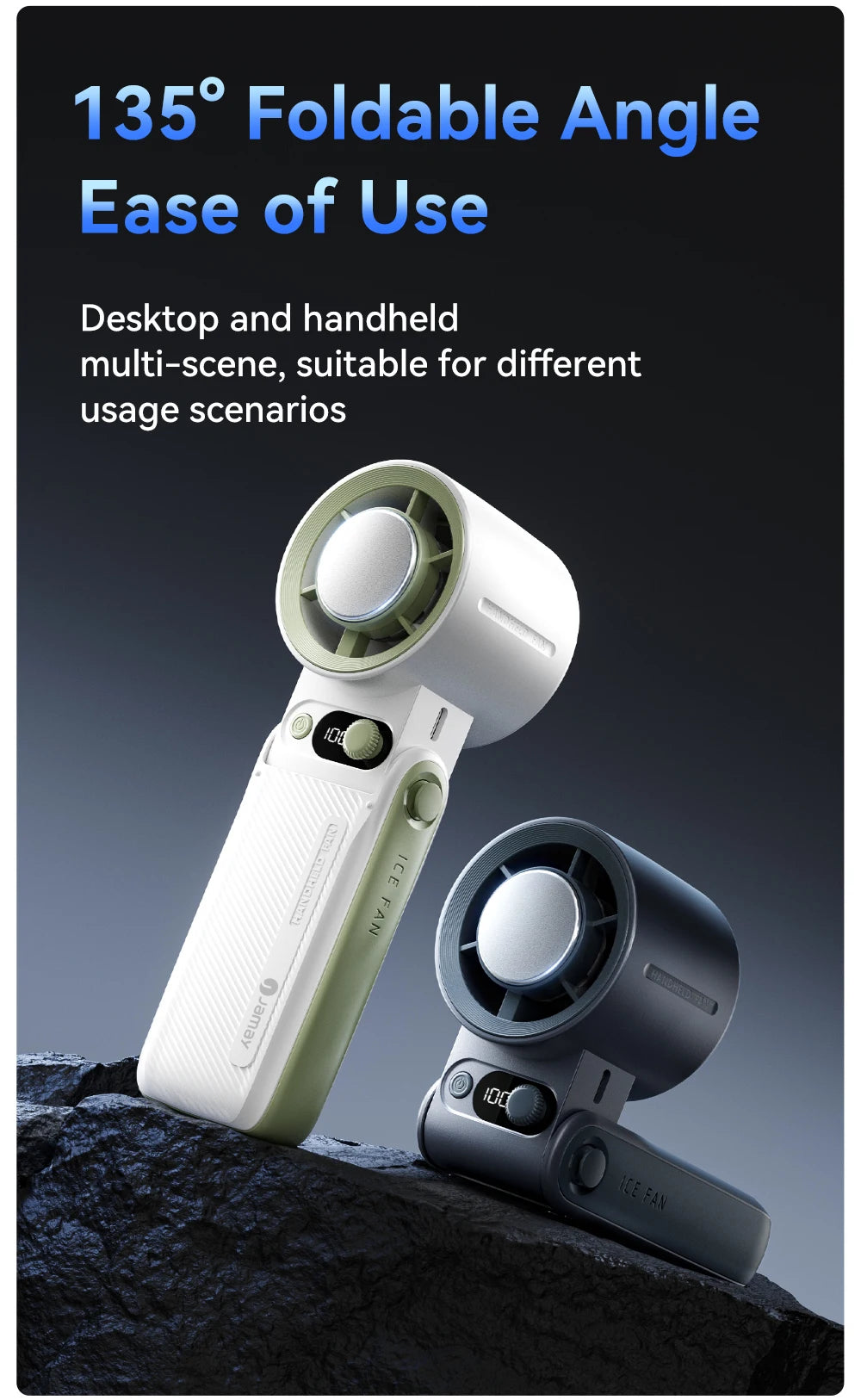 Portable Turbo Handheld Fan | Adjustable Strong Wind with LED Display (8000mAh)