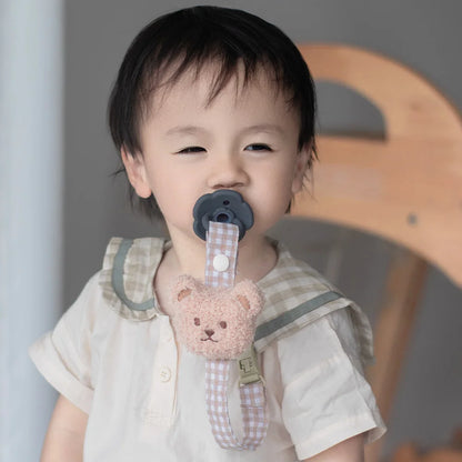 Bear Pacifier Clip – Soft Cotton Soother Holder for Babies