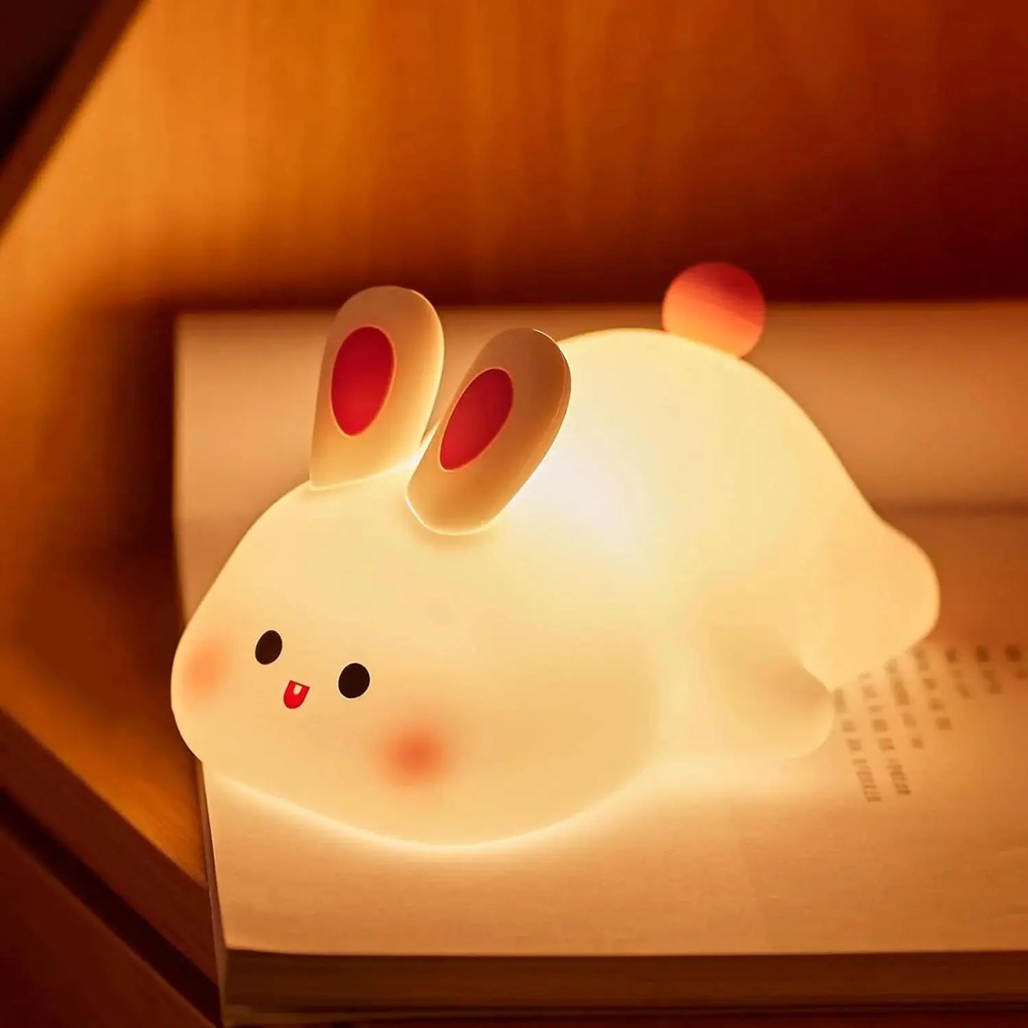 Silicone Animal Night Light for Kids | Dimmable Piggy and Bunny Bedside Lamp