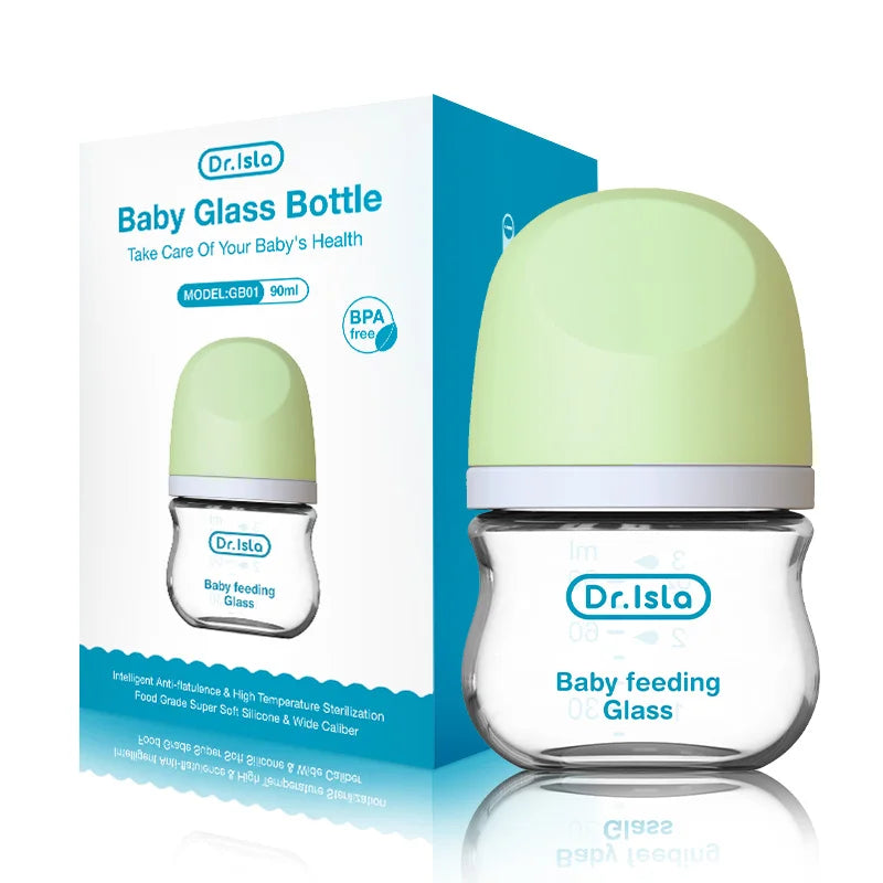 Anti Colic Glass Baby Bottle | BPA Free Wide Neck Bottle with Silicone Nipple