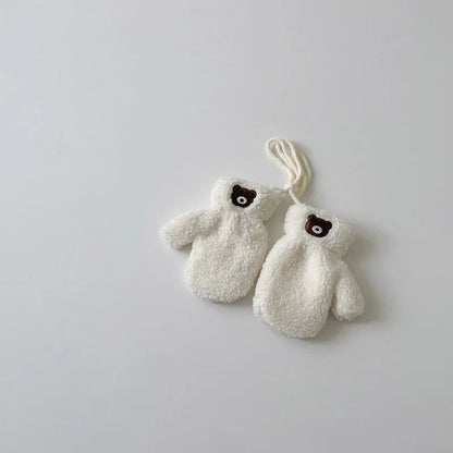 Adorable Cashmere Toddler Mittens with Bear Embroidery | Warm Winter Gloves for Kids