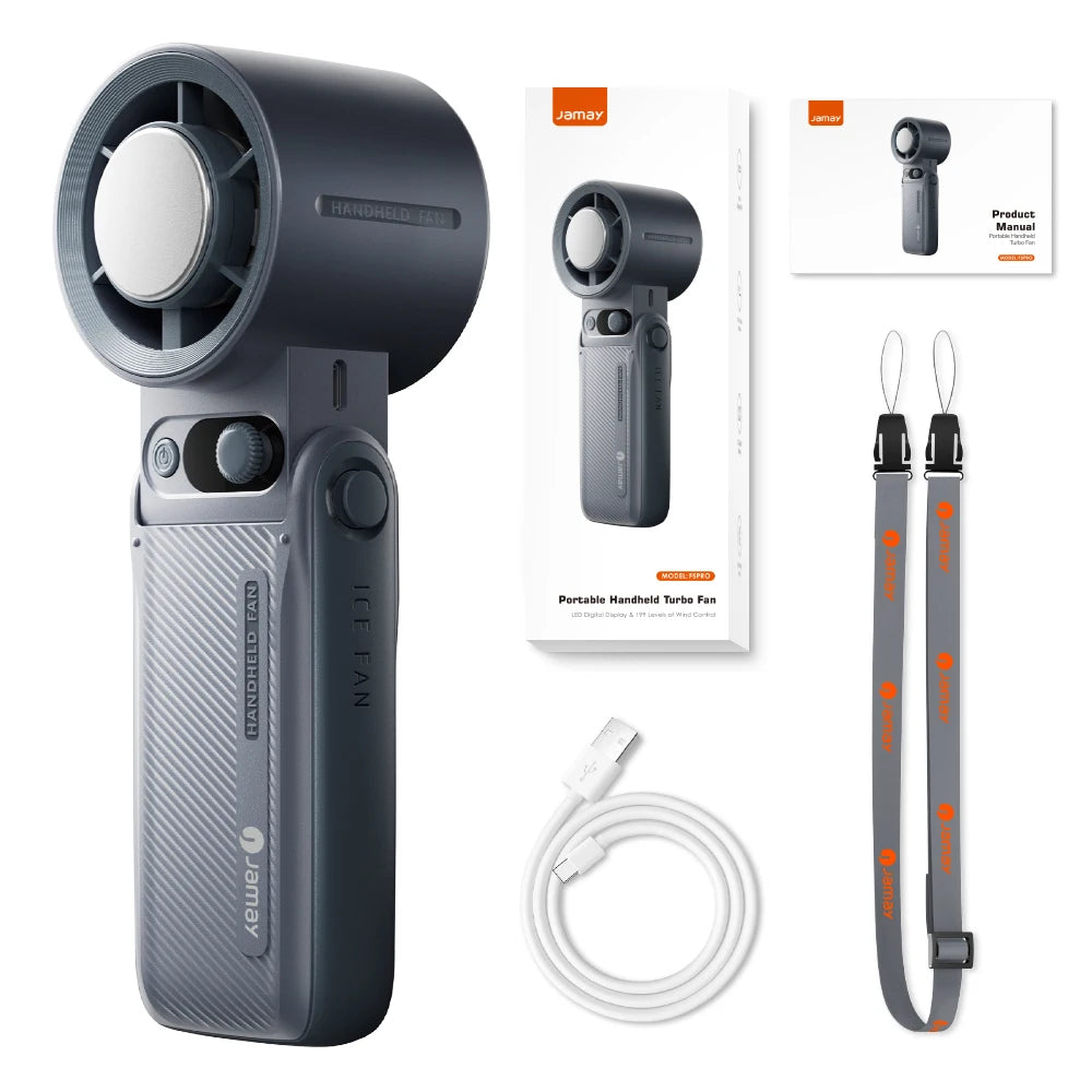 Portable Turbo Handheld Fan | Adjustable Strong Wind with LED Display (8000mAh)