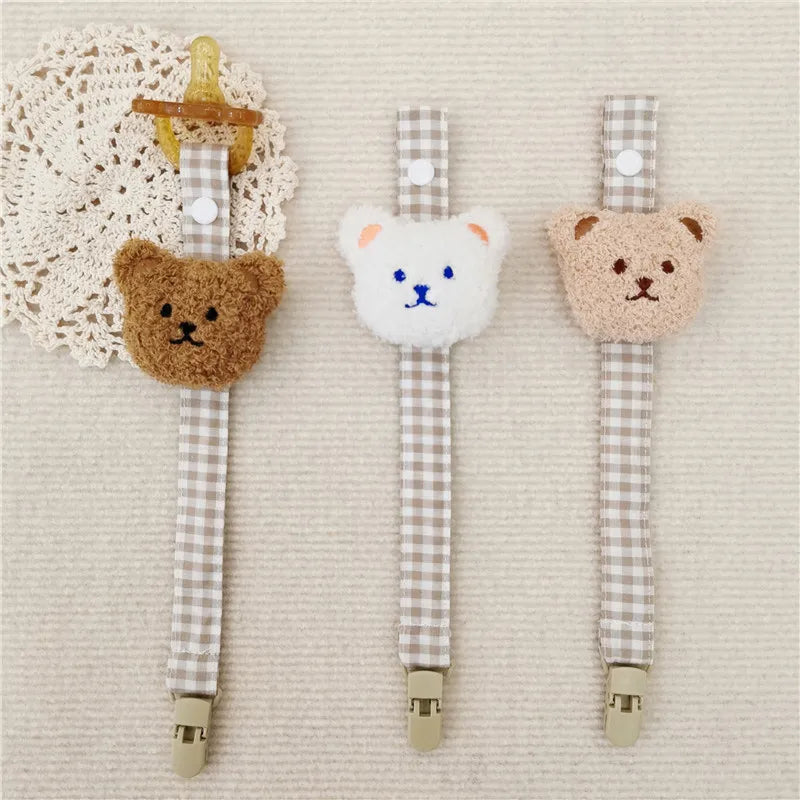 Bear Pacifier Clip – Soft Cotton Soother Holder for Babies