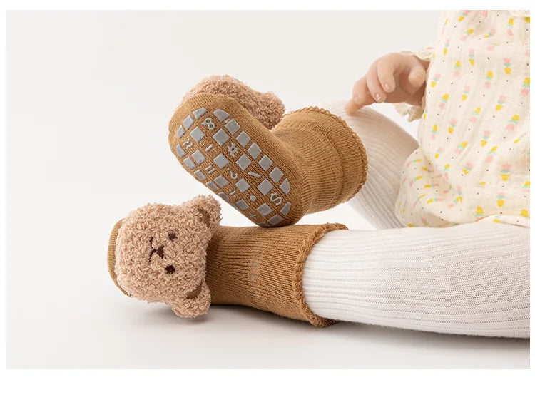 Cartoon Bear Baby Socks | Soft Non Slip Cotton Winter Sock