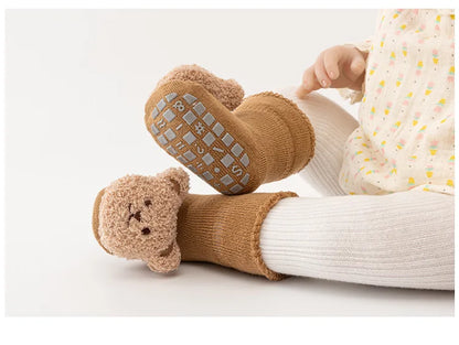 Cartoon Bear Baby Socks | Soft Non Slip Cotton Winter Sock