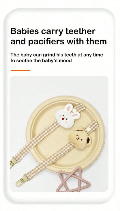 Bear Pacifier Clip – Soft Cotton Soother Holder for Babies