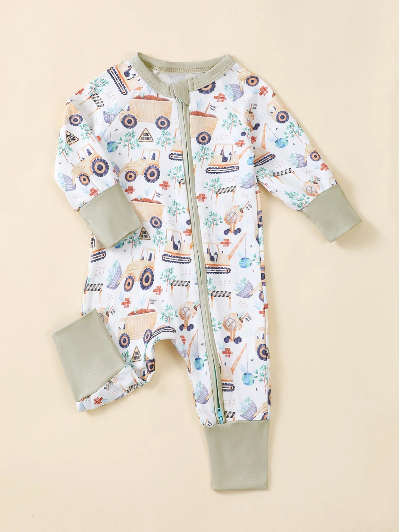 Bear Print Baby Romper | Soft Long Sleeve Button Up One Piece Outfit