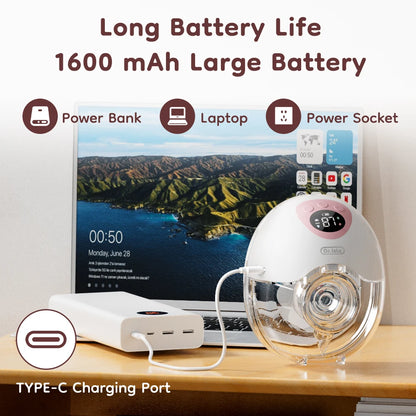 MAMIJOY EB50 Wearable Electric Breast Pump 4 Modes 36 Suction Levels Silent Hands Free Gift Dust-proof＆Travel bag＆19/24mm Flange