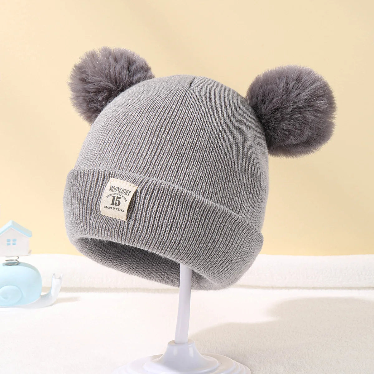 Baby Knit Pom Pom Beanie – Soft Winter Hat for Babies & Toddlers 0-3Y