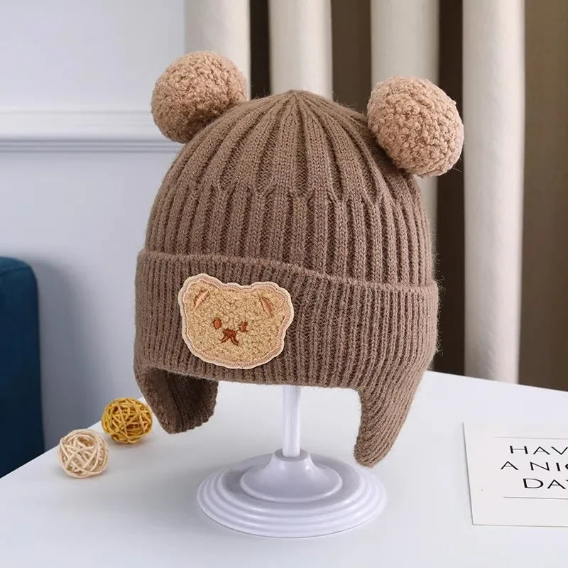 Knitted Baby Winter Hat with Bear Ears | Warm Cozy Beanie for Toddlers